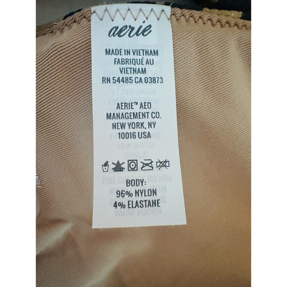 AERIE Black Brown Animal Print Triangle Bow Bikini Top‎ SMALL NWT - Picture 6 of 7